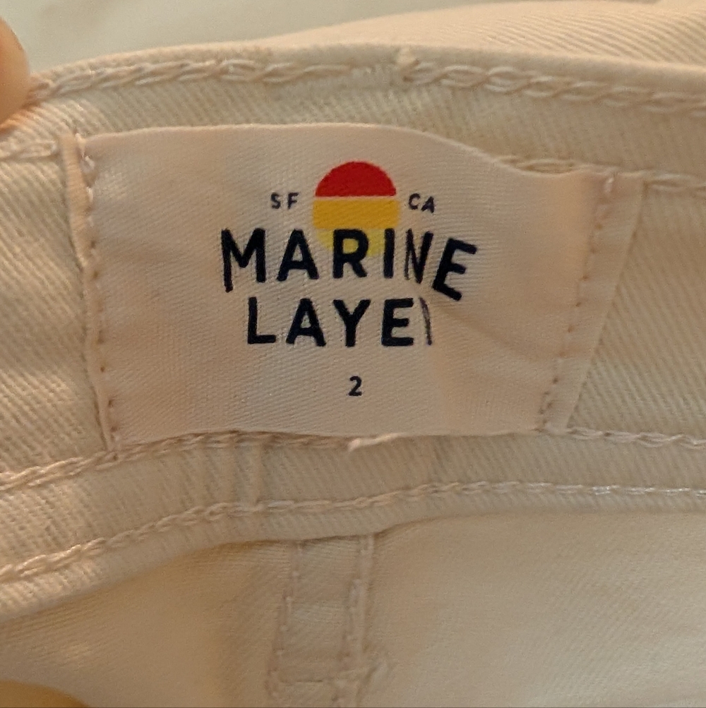 Marine Layer Bridget Wide Leg Cropped Pants Papyrus Size 2 White Cream - Picture 3 of 5